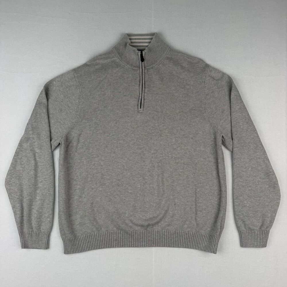 Brooks Brothers Mens XL Gray 1/4 Zip Supima Cotton Pullover Sweater